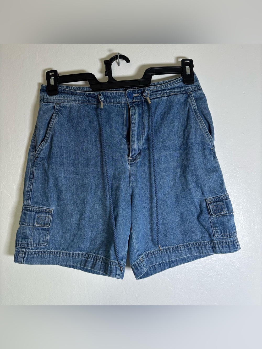 Vintage White Stag Medium Wash Denim Cargo Shorts Size 6
